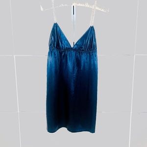 LAUNDRY BY DESIGN Navy 100% Silk Rhinestone Strap Sparkly Mini Dress - GORGEOUS!